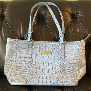 Stylish Blue Crocodile Embossed Tote Bag